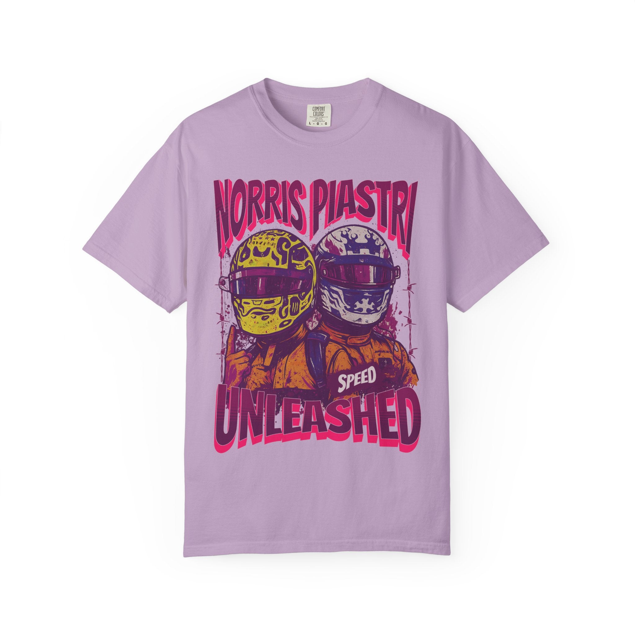 Norris & Piastri “Speed Unleashed” Tee – Dual Driver Helmet Graphic