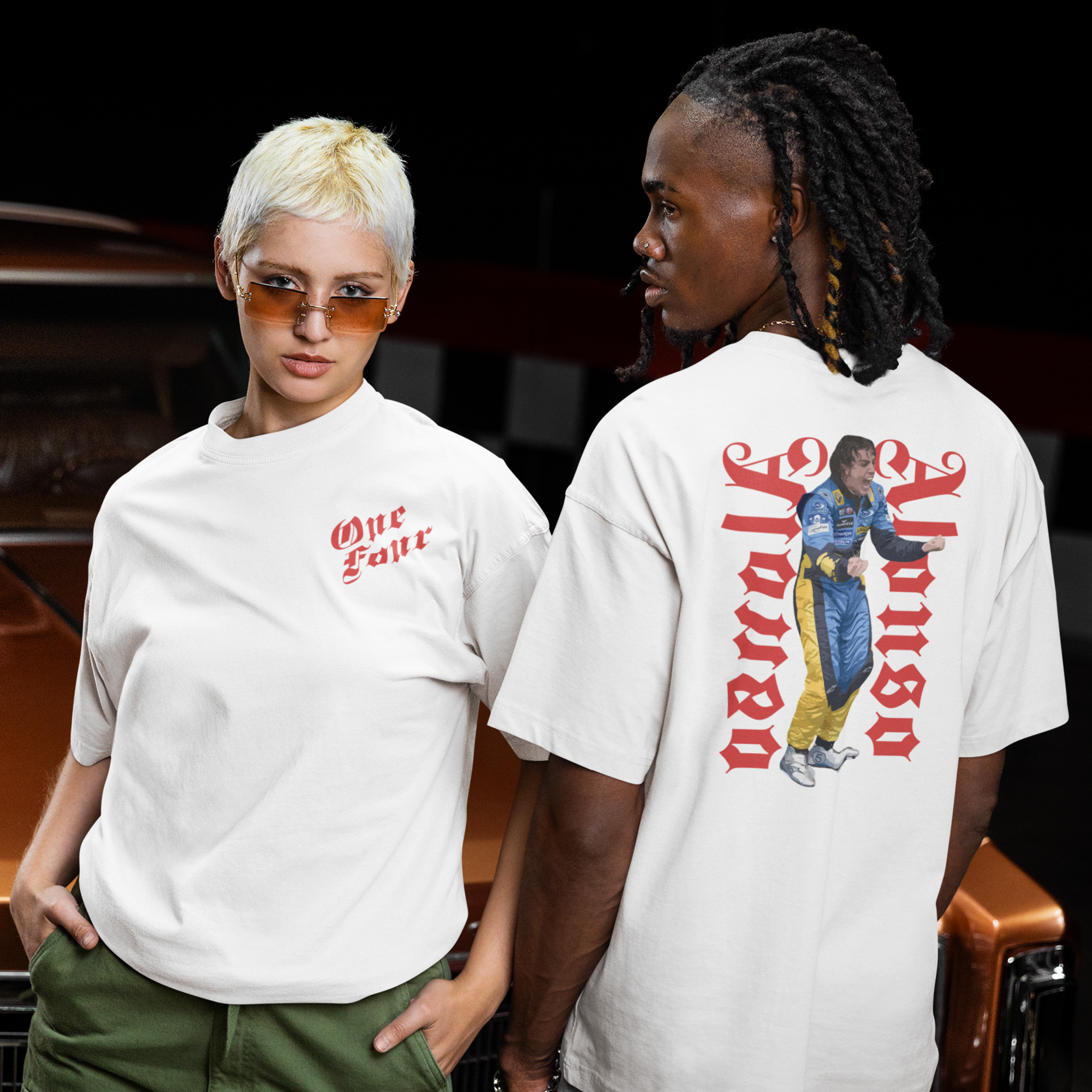 Fernando Alonso "One Four Racing" Tee – Retro Victory Streetwear