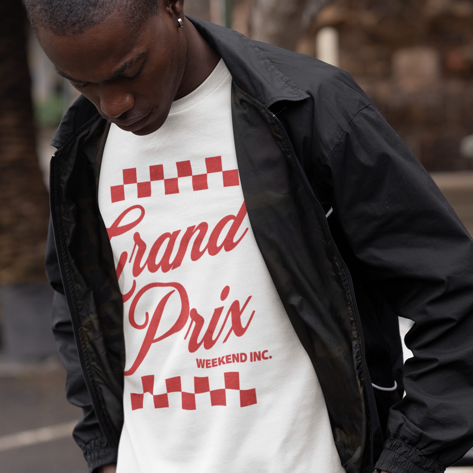 Grand Prix Weekend Tee – Retro Checkered Racing Graphic
